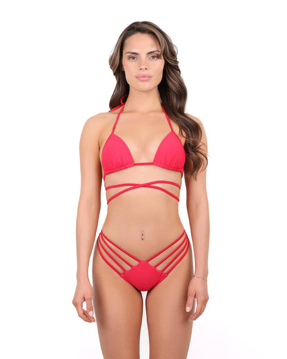 Rita Strappy Bikini Bottom - Red